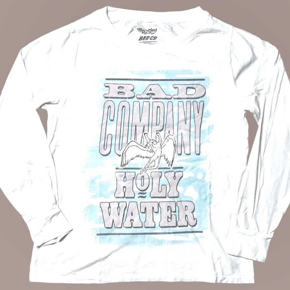 NWOT Bad Company Holy Water Long Sleeve Graphic T-Shirt White Women’s XS